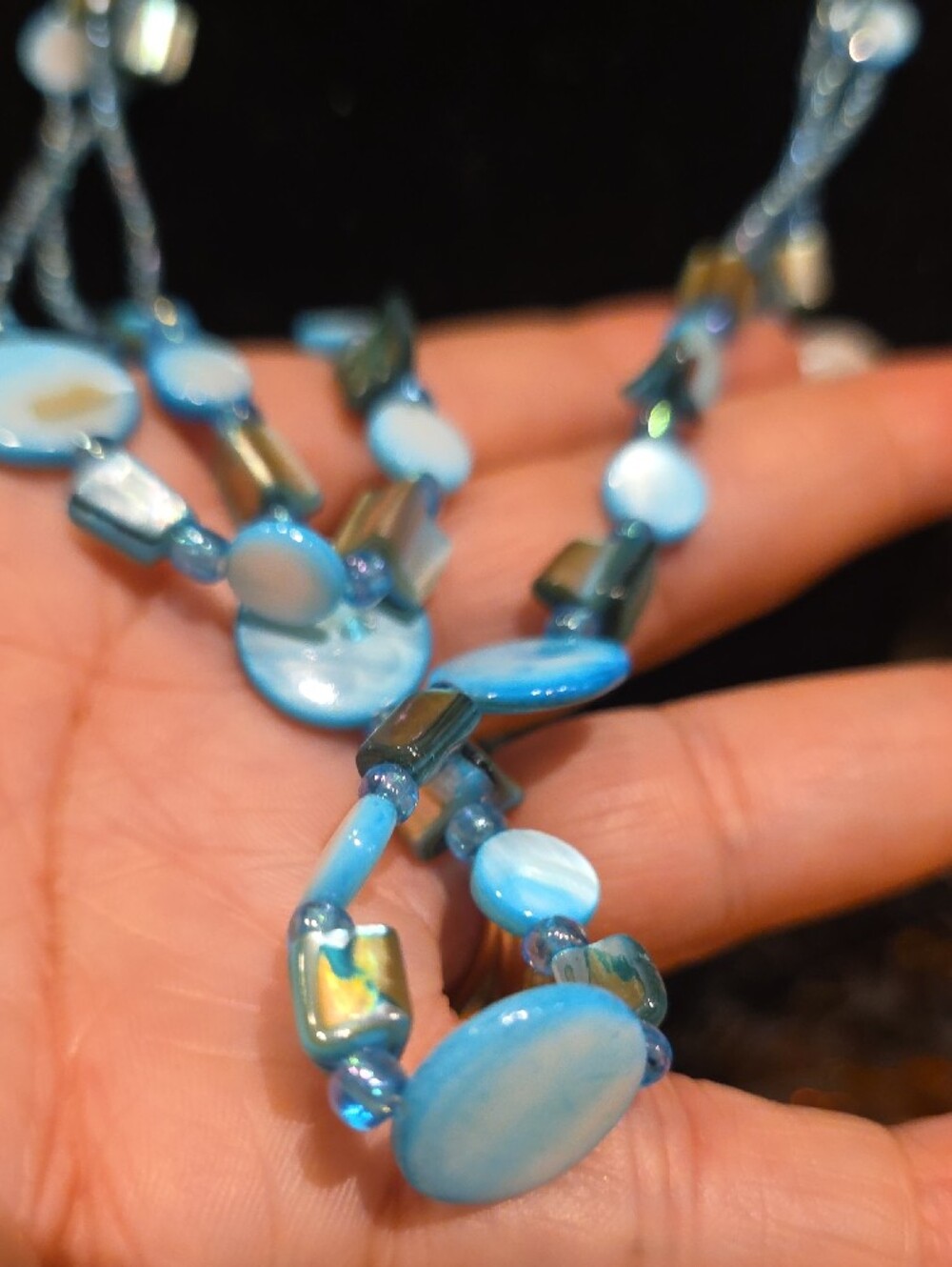 Vintage Blue Multi-Strand Beaded Necklace - Picture 4 of 4